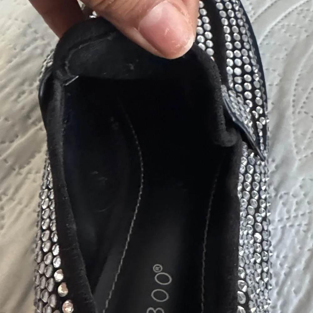 BAMBOO Women's Black and Silver Studded Flats size 38 - 8